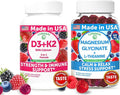 Lunakai USA Made D3+K2 with Calcium &amp Magnesium Glycinate + L-Theanine Gummies Bundle – 60 Non-GMO Gummies Each