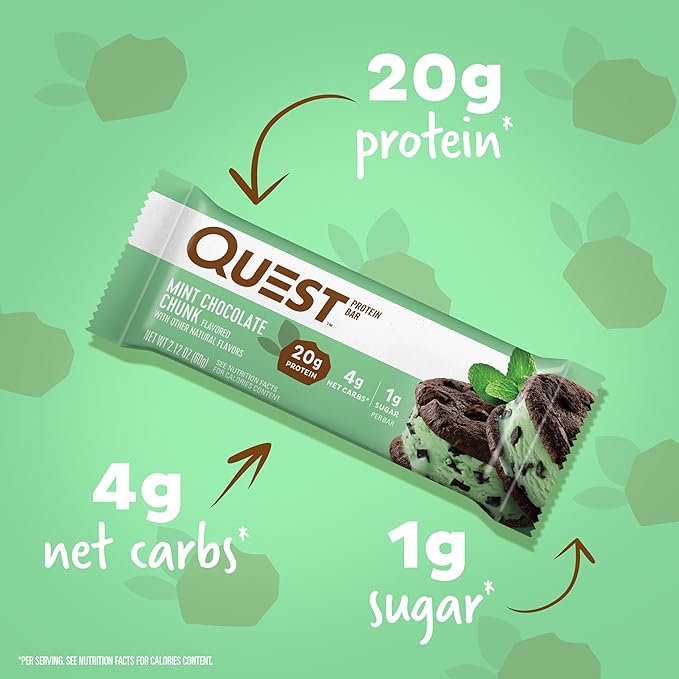 Quest Chocolate Lovers Protein Bars Variety Pack with Mint Chocolate Chunk Protein Bars High Protein Gluten Free 12 Count