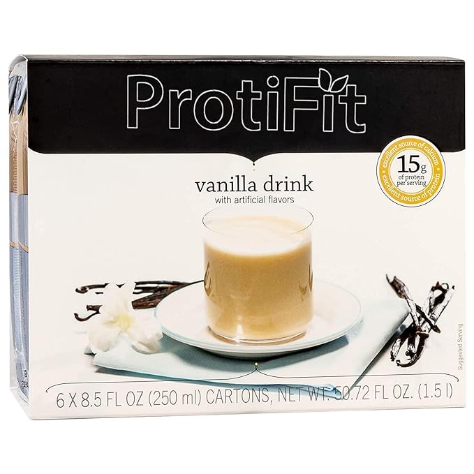 PROTIFIT - 6 Pack High Protein Ready to Drink 15g Protein Low Calorie Low Fat Low Carb Low Sugar Gluten Free Ideal Protein Compatible 6 Servings Per Box (Vanilla)