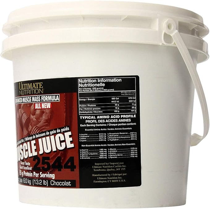 Ultimate Nutrition Muscle Juice Weight Gain Drink Mix - Mass Gainer Workout Powder for Men &amp Women - Supplement for Lean Muscle Growth &amp Immune Support with 55g Protein - Chocolate 13.2lb