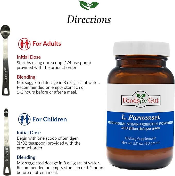 Lactobacillus Paracasei Probiotic Powder 400 Billion cfu's | Made in USA | No Additives | Direct from Manufacturer | No Third-Party Storage | Immune Support | L. Paracasei | 60 Grams (2.11 Oz)