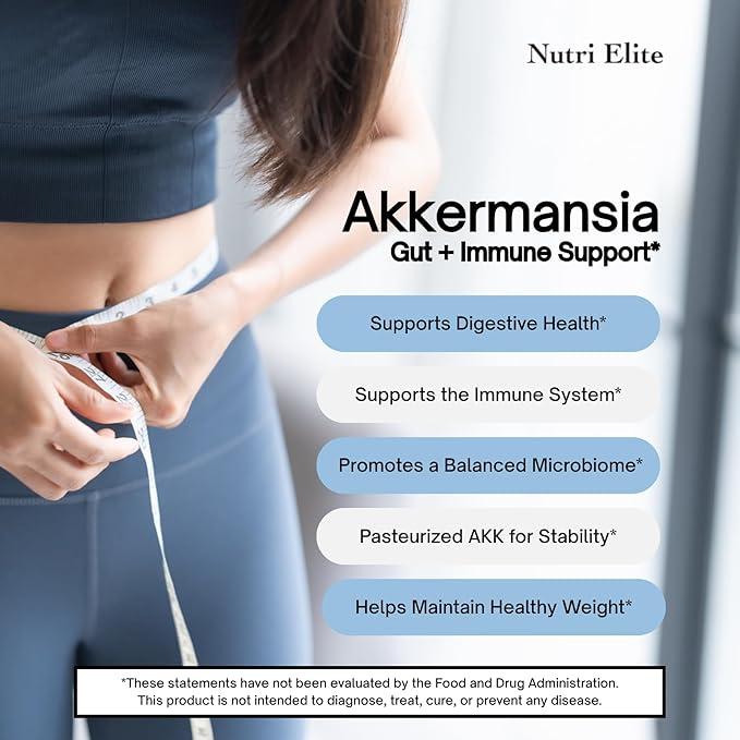 Akkermansia Muciniphila 20 Billion TFU | with Inulin &amp Plant-Based FOS | Gut Barrier &amp Digestive Support | Microbiome Balance Metabolic Support | No Refrigeration Required | 60 Capsules