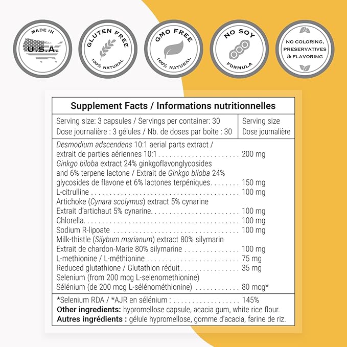Supersmart - Liver Support Formula - with Extract of Milk Thistle Standardized to 80% Silymarin - Ginkgo Biloba &amp N-Acetyl-cysteine - Detox Supplement | Non-GMO &amp Gluten Free - 90 Vegetarian C