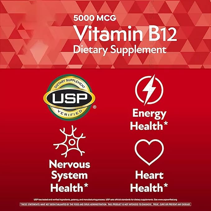 Members Mark Vitamin B12 (300 Count.) Quick Dissolve Tablets 5000 mcg – Cherry Flavor Methylcobalamin for Energy &amp Nervous System Support – USP Verified