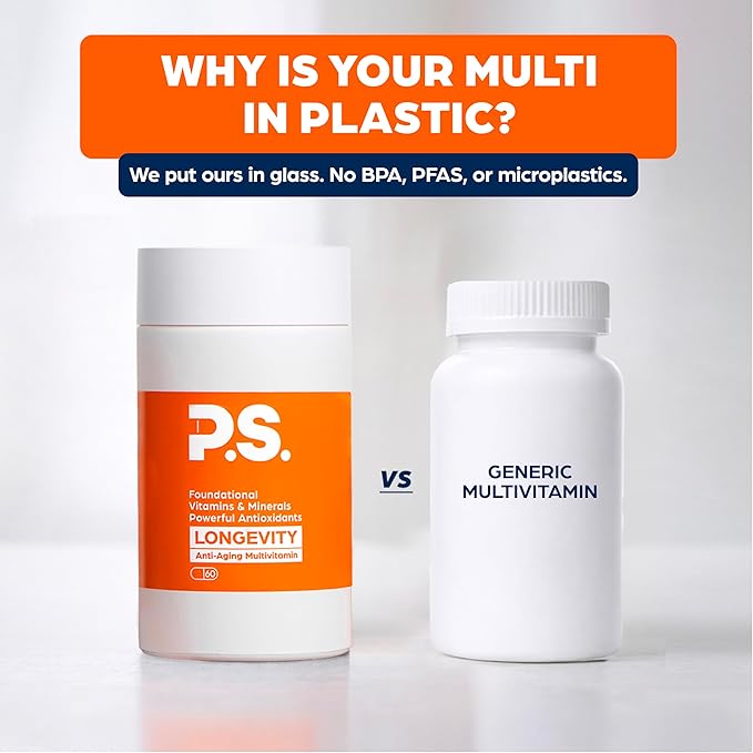 PS Longevity Supplement – Anti-Aging Multivitamin for Men &amp Women – Premium Methylated B Vitamins CoQ10 NR Urolithin A &amp Natural Antioxidants – Cellular Health Energy &amp Memory – 2 Mont