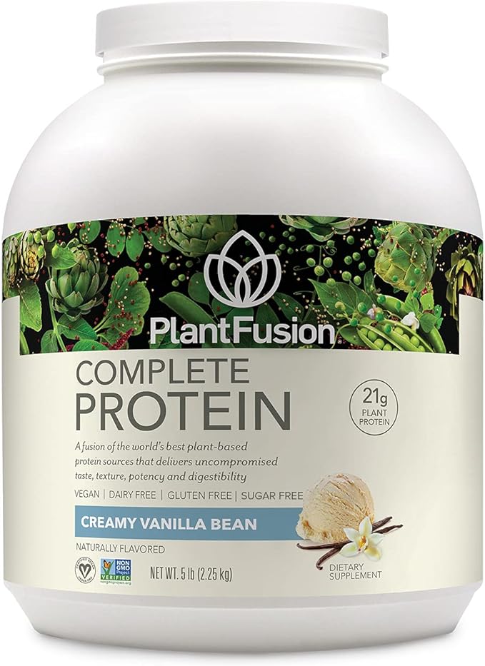 PlantFusion Complete Vegan Protein Powder - Plant Based Protein Powder with BCAAs Digestive Enzymes and Pea Protein - Keto Gluten Free Soy Free Non-Dairy No Sugar Non-GMO - Vanilla Bean 5lb Bulk
