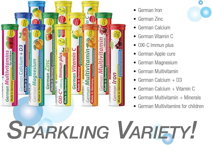 German Calcium 140 Drink Effervescent Tablets - Lemon Lime Flavour - 500 mg Calcium Sugarfree Vegan- T&ampD Pharma – Made in Germany