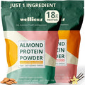 wellious Almond Protein Powder Bundle (1 Vanilla &amp 1 Unflavored) - 18 Grams of Pure Healthiest Vegan Protein - Gluten-Free Soy-Free Gut Friendly Protein Powder for Sports Nutrition