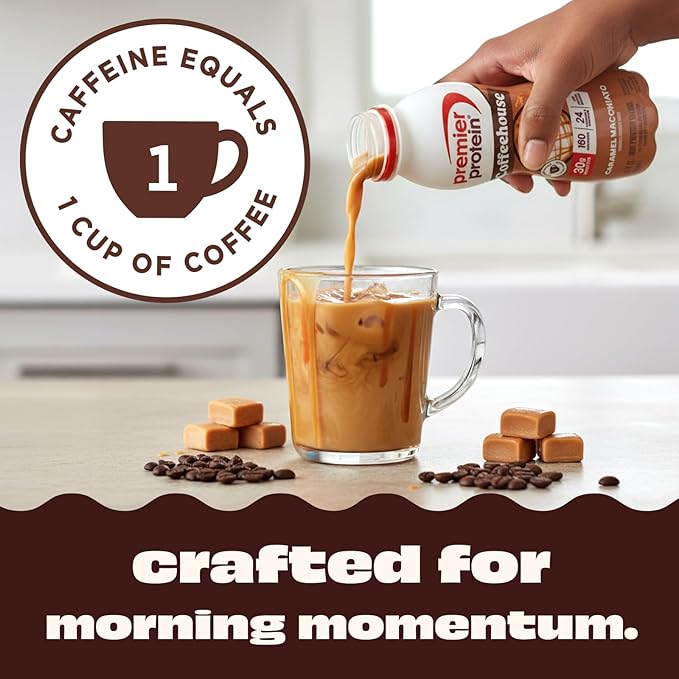 Coffee Lovers Bundle: Premier Protein Caramel Macchiato Protein Shake + Café Latte Protein Powder