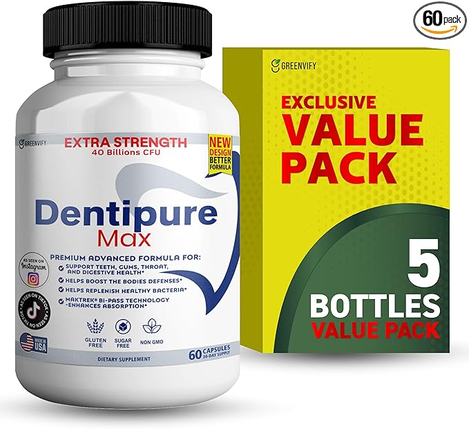 Dentipure Max Probiotic Supplement 40 Billion CFU 60 Capsules Supports Teeth and Digestive Health (5)