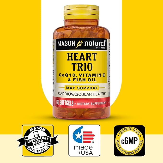 MASON NATURAL Heart TrioCo Q10 Vitamin E &amp Fish Oil 3 Month Suppy Supports Normal Heart Health 3 Pack