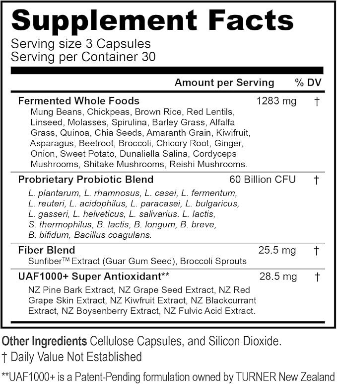 TURNER Probiotic+Prebiotic 18 Bacteria Strains 60 Billion CFU UAF1000+ Super Antioxidant 540 Capsules 6 Bottles