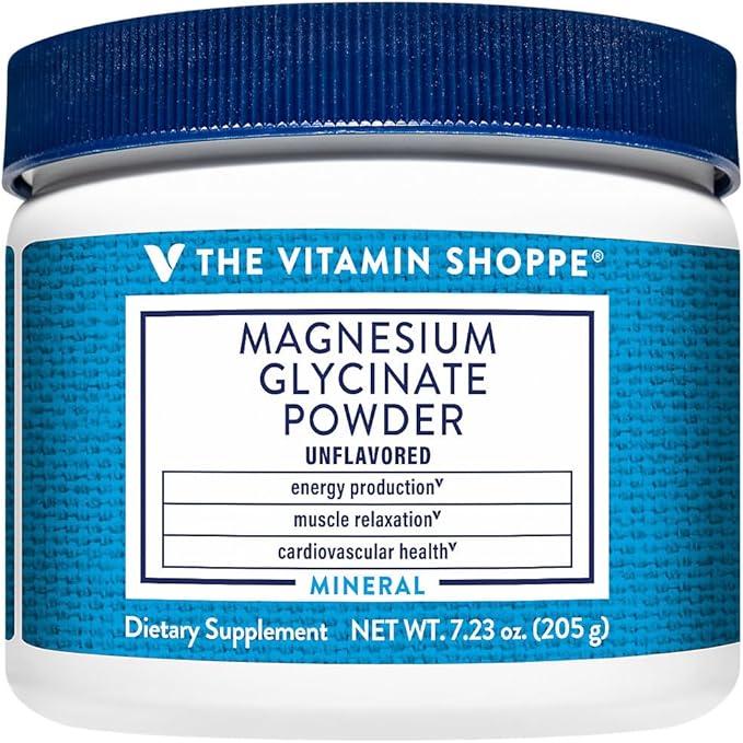 The Vitamin Shoppe Magnesium Glycinate - Muscle Relaxation Bone Health &amp Calm Support Gentle on Stomach