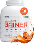 RIVAL NUTRITION Clean Gainer Protein Powder – 5LB Salted Caramel – High Protein Lean Mass &amp Weight Gainer | 550 Calories 30g Protein 97g Multi-Source Carbs No Artificial Ingredients – 16 Servin