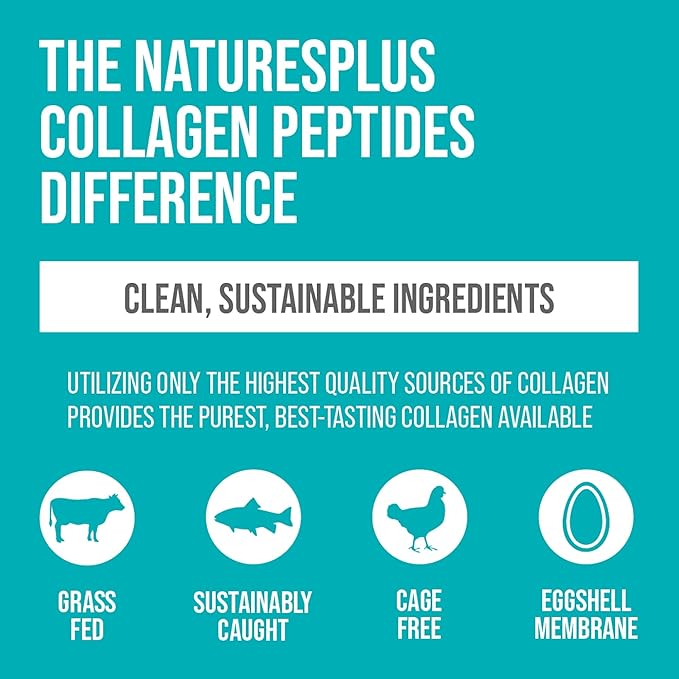 NaturesPlus Collagen Peptides Berry Lemonade - 0.8 lb Powder - Hair Skin Nail &amp Joint Health Immune System Support - Non-GMO Gluten Free - 14 Servings
