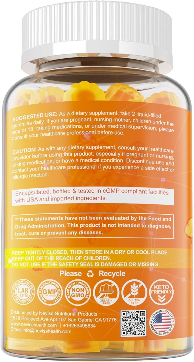 Turmeric Gummies 1000mg w/MCT Oil C8 C10 Organic Antioxidant Turmeric Curcumin Supplement with Black Pepper Extract Support Comfort Boost Energy Ultra Absorption Sugar Free 60 Cts