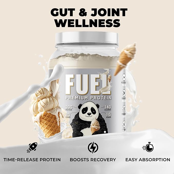 Underground Bio Labs Panda Fuel Premium Protein WheyHydrolyzed CollagenCaseinProbiotics Enzymes Keto FriendlyTime Release 25 Servings (2.5 Pound Vanilla Ice Cream)