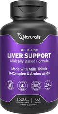 Naturalis Silymarin Milk Thistle 1300mg Enhanced with B Complex &amp Amino Acids | 13-in-1 Liver Cleanse Detox &amp Repair | 60 Liver Essential Softgels