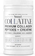 Collatine - Premium Collagen Peptides + Creatine with Vitamin C Hyaluronic Acid and Magnesium for Skin Hair Nails Bone &amp Joint Muscle Immune and Cognitive Aid (.55 LB (250 G/8.8 OZ)