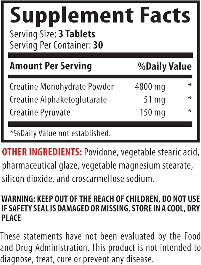 Bodybuilding Supplements for Men - CREATINE TRI-Phase - CREATINE 3X - creatine monohydrate Pills for Muscle gain - creatine unflavored - creatine hcl Pills - Muscle Recovery Supplements 1 Bot 90 Tabs