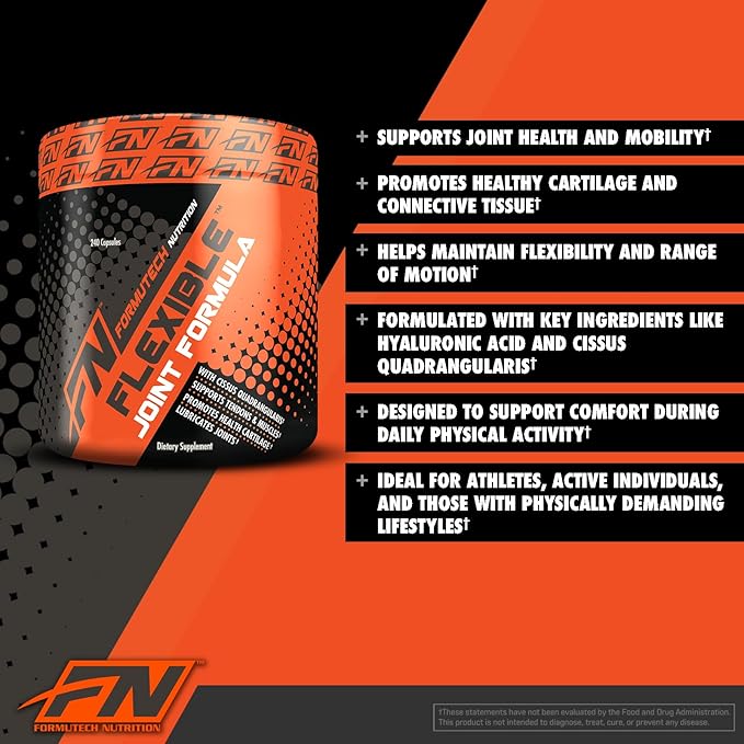 Flexible Joint Formula | Complete Support for Joints Bones &amp Connective Tissues | Promotes Uptake of Sulfates | 240 Capsules
