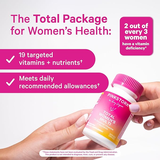 Pink Stork Magnesium Glycinate and Women's Multivitamin Bundle - Magnesium Supplement for Women Calm Mood Hair Skin and Nails