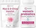 Micro Ingredients Myo-Inositol with D-Chiro Inositol Powder &amp Women’s Probiotics 100 Billion CFU Veggie Capsules | 2 Pack Bundle | 40:1 Ideal Ratio | 40 Strains + Cranberry &amp D-Mannose