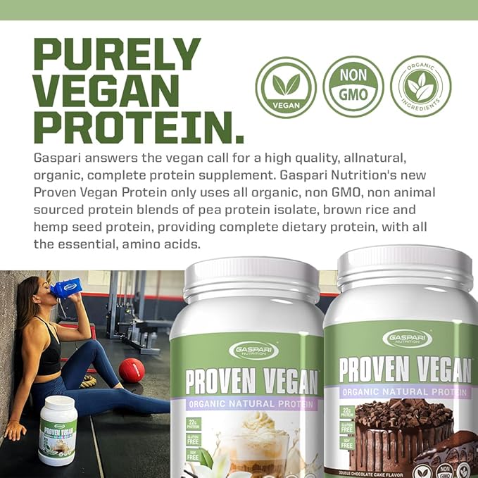 Gaspari Nutrition Proven Vegan Protein Organic Natural Protein Gluten Free Soy Free NON GMO (2lbs Vanilla Chai Latte)