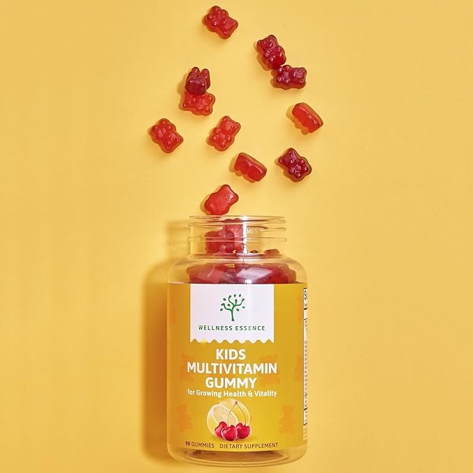 Kids Multivitamin Gummy - for Growing Health &amp Vitality | 2 Pack (180 Gummies Total) | Lemon Orange Cherry Flavors | Packed with Pantothenic Acid Folic Acid Zinc Iodine &amp Biotin