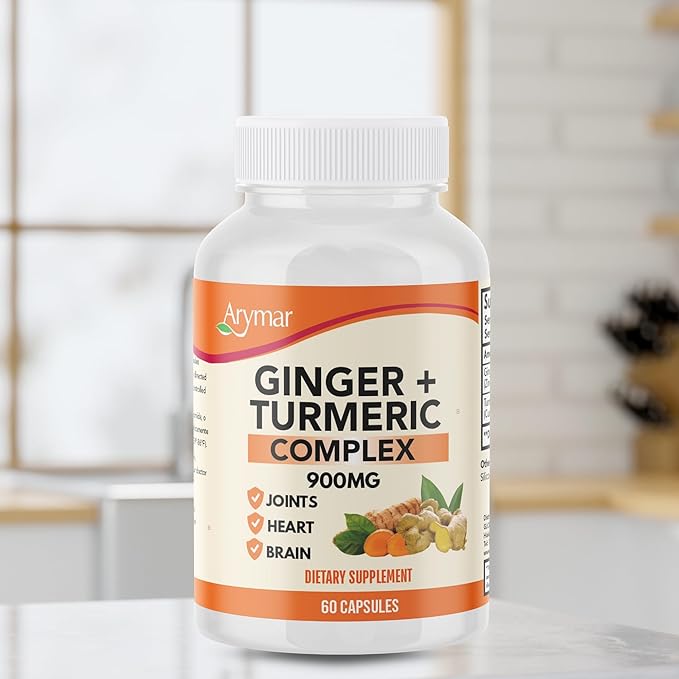 Arymar Ginger Turmeric Supplement (2 Pack) – 60 Capsules – Herbal Dietary Supplement