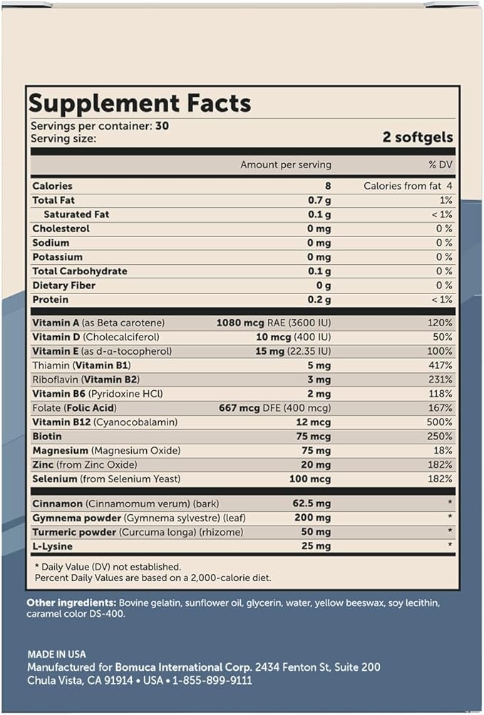 Vivioptal with Gymnema and Cinnamon Multivitamin Supplement 60 Softgels