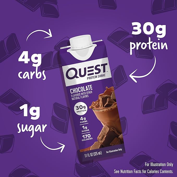 Quest Nutrition Chocolate Protein Shake Pack of 12 &amp Pure Protein Chocolate Protein Shake Pack of 12 30g Protein 11oz Bottles