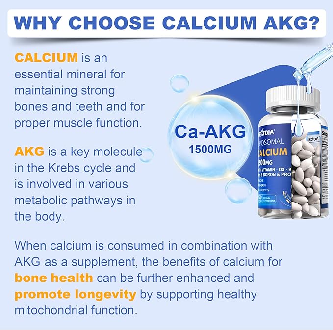 Berberine Supplement 1500mg + Liposomal Calcium AKG Supplement 1500mg