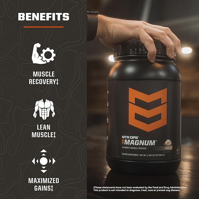 MTN OPS Magnum Strawberries &amp Cream Protein Powder 23g of Whey Isolate Protein &amp Milk Protein with BCAAs Zero Sugar &amp Gluten Free 30-Servings