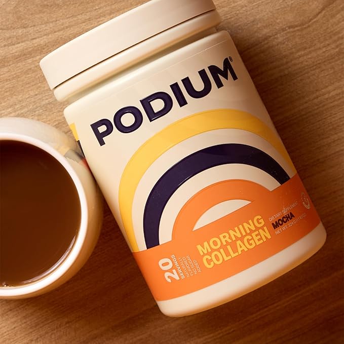 Podium Nutrition Morning Collagen Mocha 20 Servings Collagen Protein Gluten Free Soy Free