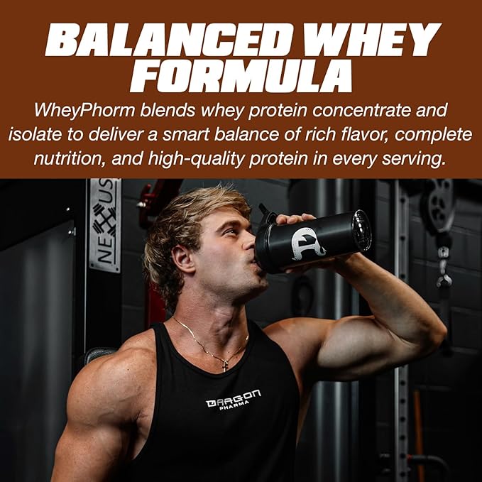 DRAGON PHARMA WheyPhorm Whey Protein Blend Fast Absorption Gluten Free Premium Whey Protein Matrix Maximize Recovery Great Tasting 25 Grams of Protein (5lb Coconut Ice Cream)