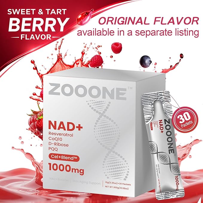 zooone NAD+ Supplement with Resveratrol Liquid Designed to Help Support Absorption 1000mg NMNH Supplement Alternative for Anti-Aging Boost Energy Support Cellular 30 Pockets