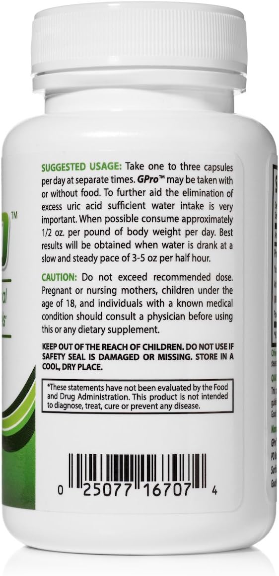 GPro Uric Acid Support Formula with Yucca Garlic Artichoke Powder Milk Thistle (Silymarin) and Turmeric to Support Healthy Uric Acid Levels