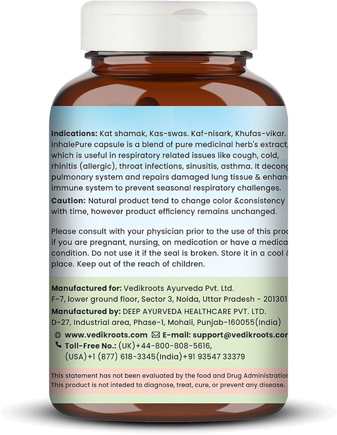 InhalePure | Ayurvedic Herbal Capsules 60 Veg Capsules