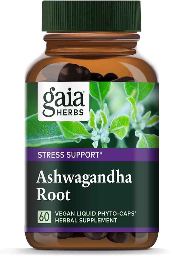 Gaia Herbs Ashwagandha Root - Made with Organic Ashwagandha Root to Help Support a Healthy Response to Stress The Immune System and Restful Sleep - 60 Vegan Liquid Phyto-Capsules (30-Day Supply)