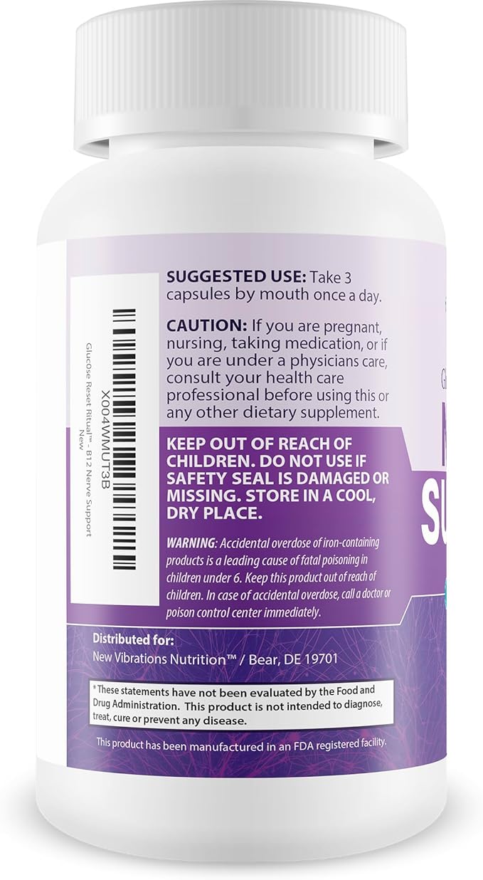 Gluc0se Reset Ritual Nerve Support Supplement - Our Best Neuropathy Support Supplement - B12 Nerve Health Vitamins - B12 Vitamins for Nerve System - Nervous System Vitamin B Complex for Nerve Damage