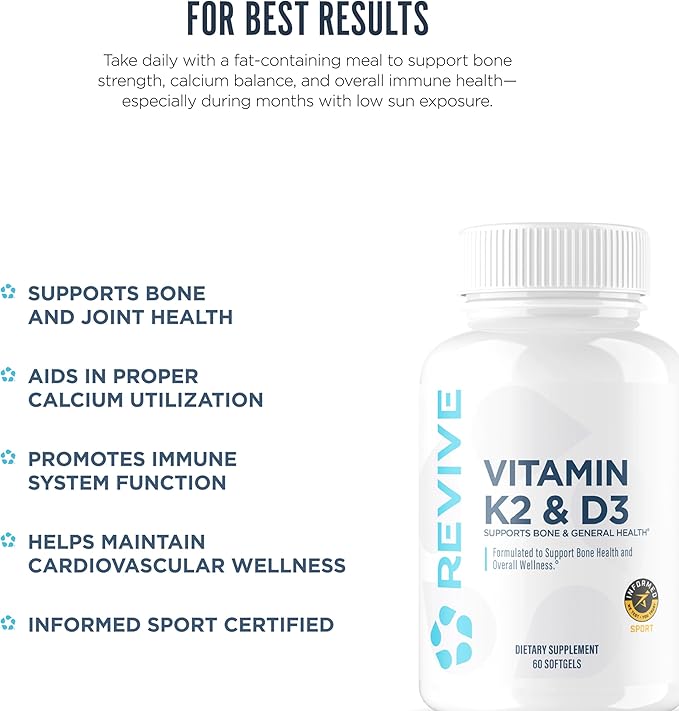 Revive MD Pure Magnesium Glycinate &amp Vitamin D3 &amp K2 Supplement Bundle