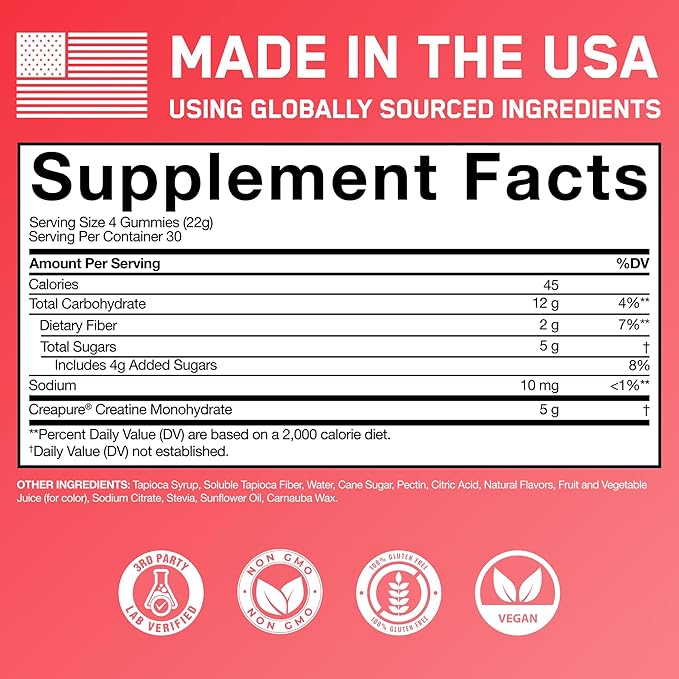 SteelFit Creapure Creatine Monohydrate Gummies for Men &amp Women Juicy Watermelon - Gym Workout Nutritional Supplements for Muscle Gain Brain Health &amp Strength Building Dietary Supplement 120