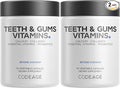 Codeage Teeth &amp Gums Vitamins + Oral Probiotics Supplement for Mouth - Whole Food Calcium Collagen Potassium Vitamin C D3 K2 Zinc – Oral Care &amp Dental Multivitamin Supplements - 2 Pack