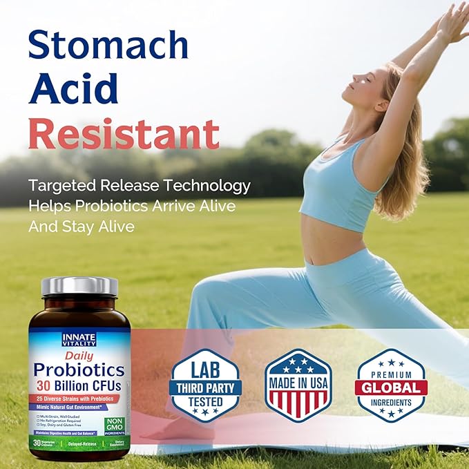 Innate Vitality Daily Wellness Bundle: High Absorption Magnesium Glycinate 500mg + 30 Billion CFU Probiotics with Prebiotics – Support for Nerve Bone Heart &amp Digestive Health – Non-GMO Vegan 2