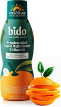 Bido Adult Liquid Multivitamin &amp Minerals for Women and Men | 60+ Nutrients for Energy Immunity Mood | Orange Flavor 32 Servings