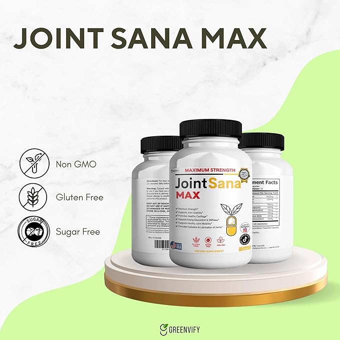 JointSana Max Maximum Strength Joint Support Supplement 60 Capsules with Glucosamine Chondroitin Turmeric Non-GMO Gluten Free (5)