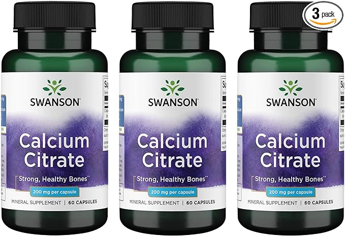 Swanson Calcium Citrate 200 mg 60 Caps (3 Pack)