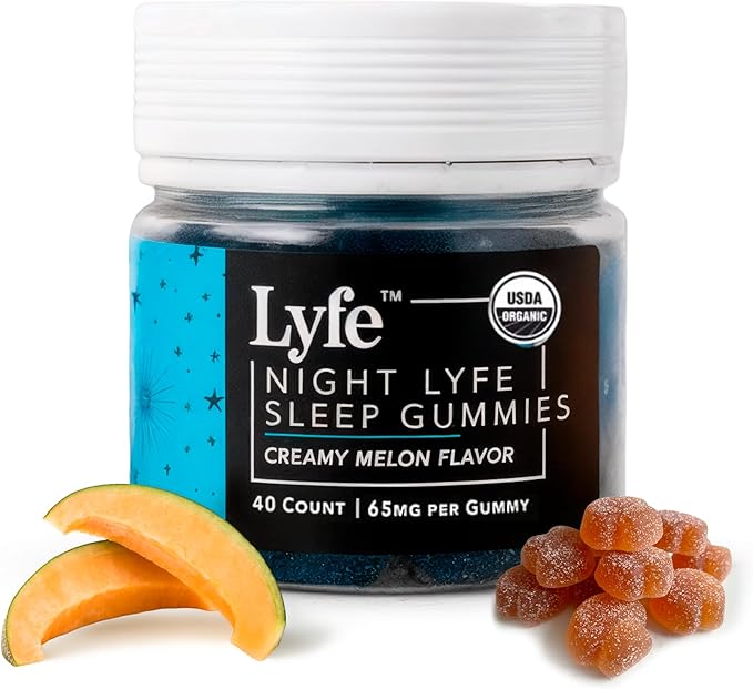 LYFE Functional Mushroom Gummies Creamy Melon Flavor (40 Count) – Reishi and Chamomile and Aminita Muscaria Help to Provide with a Deep Sleep &amp Relaxed State of Mind.