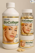 BioCollagen 3-Piece Set – Liquid Collagen Supplement 16 oz 1000 mg Softgels (60 Count) &amp 2 oz Topical Cream – with Vitamin C and Antioxidants for Skin Hair &amp Nail Support